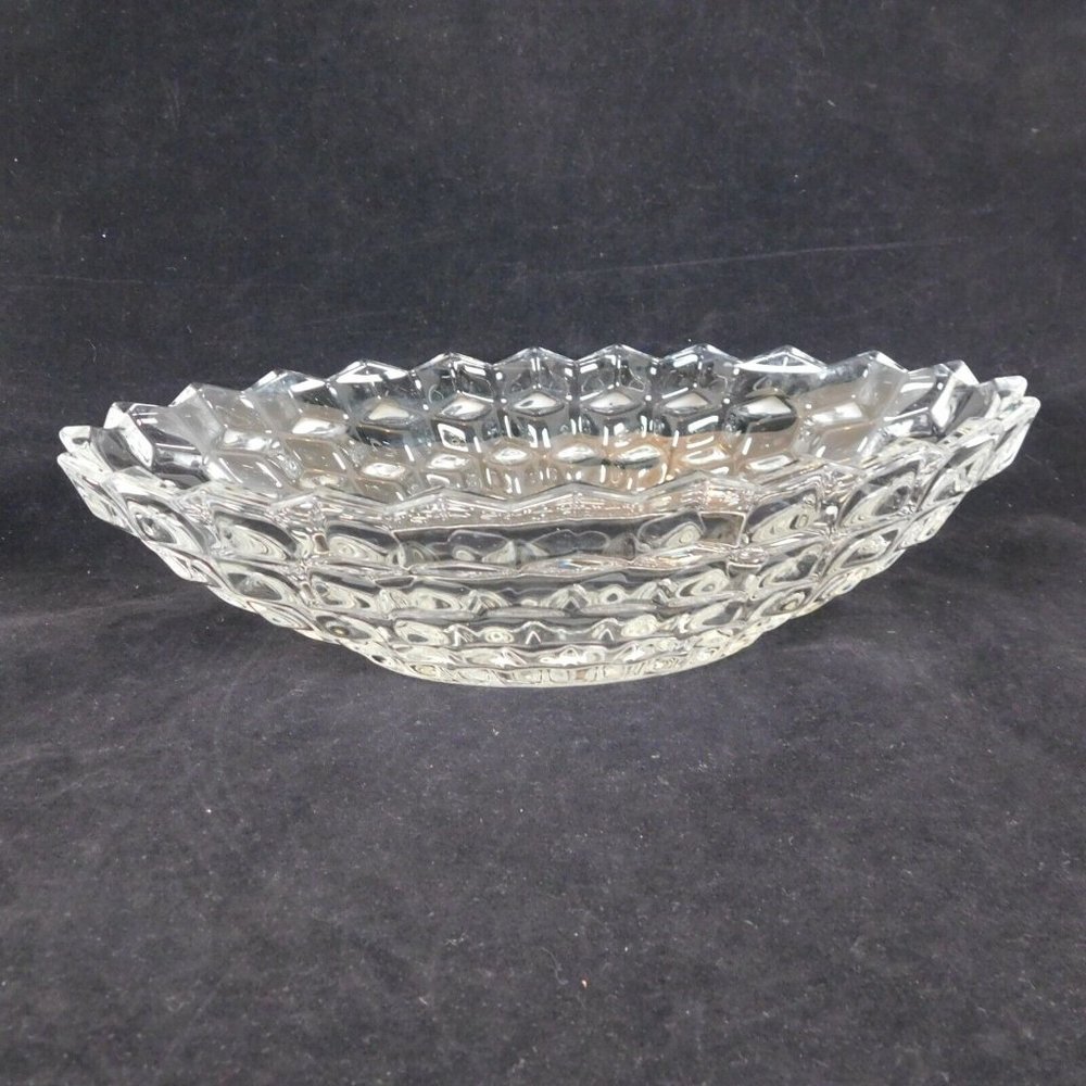 Fostoria American Clear Large Oval Bowl Cube Motif NO RAYS Vintage Made in USA - Picture 3 of 12